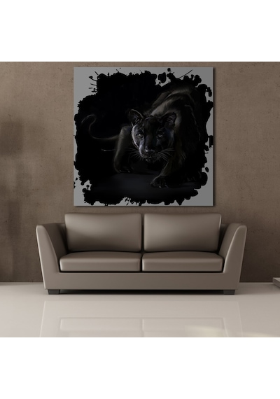 Siyah Aslan Kanvas Tablo 160x160cm