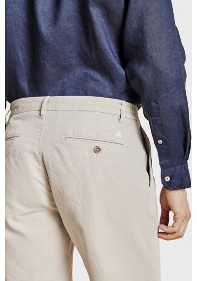 Brooks Brothers Pamuk Ve Keten Karışımlı Bağcıklı Şort Erkek Şort Bbss26mso003164 Taş