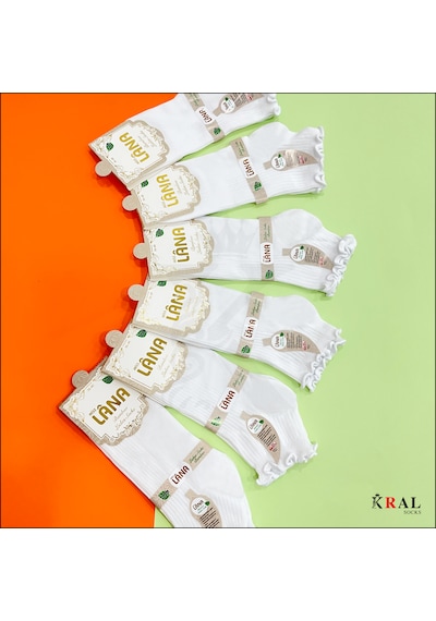 Kral Socks Kadın Bambu Çorap 6 Çift Fırfırlı Patik Kadın Çorap