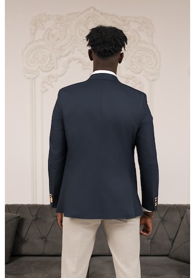 Paul Martin Slimfit İtalyan Yaka Astarlı Torba Cepli Blazer Ceket Lacivert