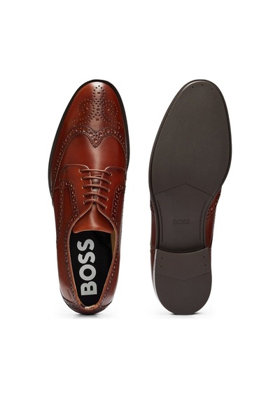 Boss Brogue Detaylı Deri Derbi Ayakkabı Medium Brown Medium Brown