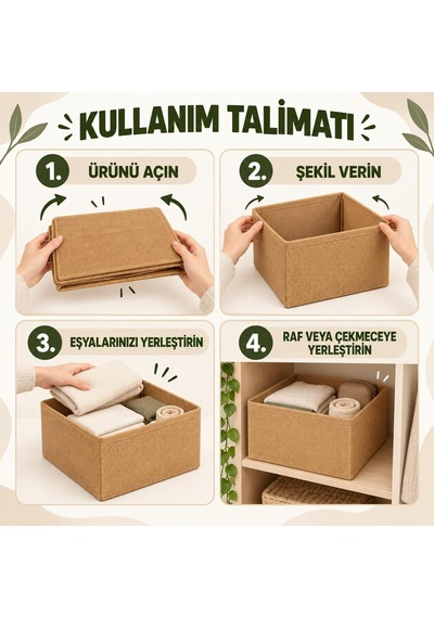 Harmony Jüt Tekli Organizer Katlanabilir Düzenleyici Jüt Sepet, 27 27 13 Cm, Bej