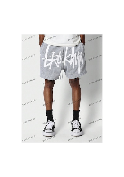 Tarzsokak Y2k Unisex Yaz Şort Bermuda Harajuka Anime Retro Kod-11487 Gri