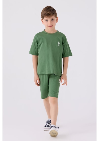 U.S. Polo Assn. Erkek Çocuk Çam Yeşili Bermuda Takımı 5274-43648 Koyu Yeşil