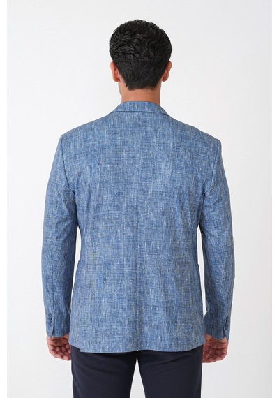 Slim Fit Torba Cepli Kırçıllı Dokuma Esnek Pamuklu İndigo Ceket C 748 Indıgo