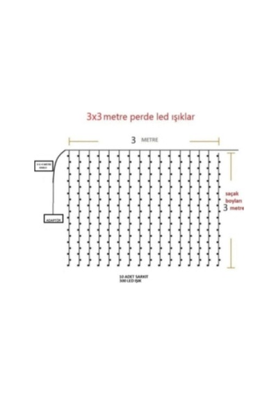 Led Kumandalı 8 Ayrı Moda Sahip Perde Led Peri Led Usb 3 Metre33 Gün Işığı
