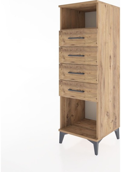 Hyperion Dolap Tek Raflı 4 Çekmeceli 44x44x134 Çam-çam Atlas Çam