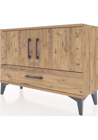 Arges Şifonyer 2 Raflı Tek Çekmeceli 2 Kapaklı 88x30x64 Çam-çam Çam