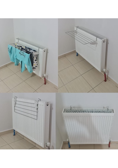 Kurufer Kalorifer Kurutma Askısı 60 CM 5 Telli Beyaz - Mavi