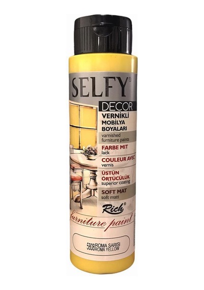 Rıch Selfy Decor Vernikli Mobilya Boyası 500 Cc Roma Sarısı 5808