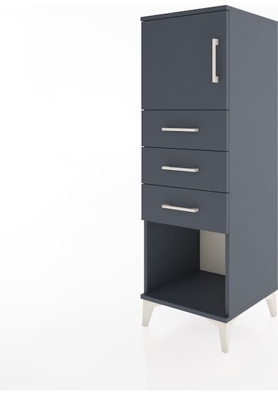 Hyperion Dolap Tek Raflı 3 Çekmeceli Tek Kapaklı 44x44x134 Antrasit-antrasit Antrasit