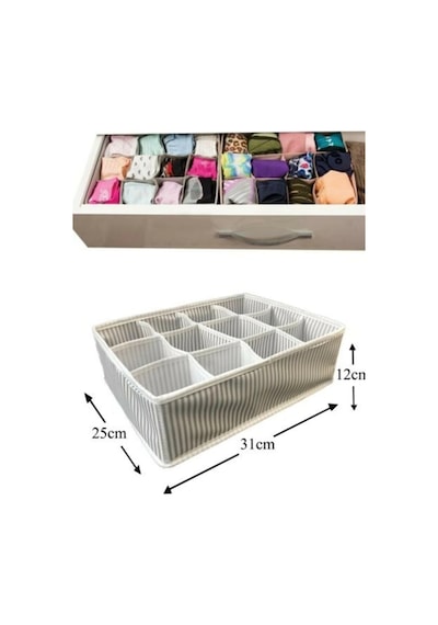 12 Bölmeli Pratik Çamaşır Çorap Çekmece Düzenleyici + 6 Adet Çekmece Havlupan Askı - 2li Set D2f5f8 Diğer