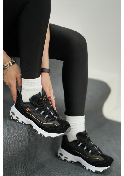 Tuğba Ortopedi 049 Kadın Rahat Sneaker Siyah/altın