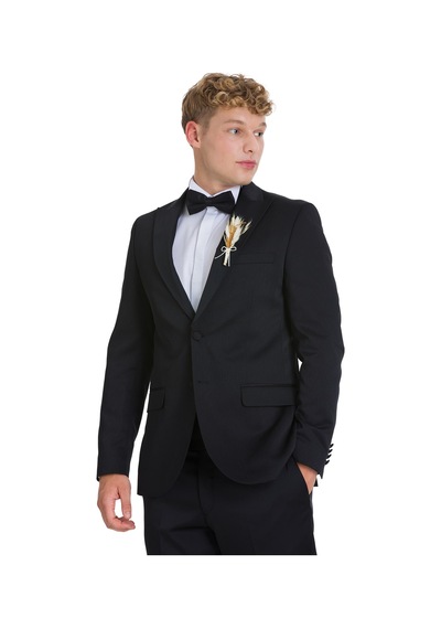 Hatemoğlu Siyah Slim Fit Çıkma Sivri Yaka Klasik Damatlık 34558 Siyah