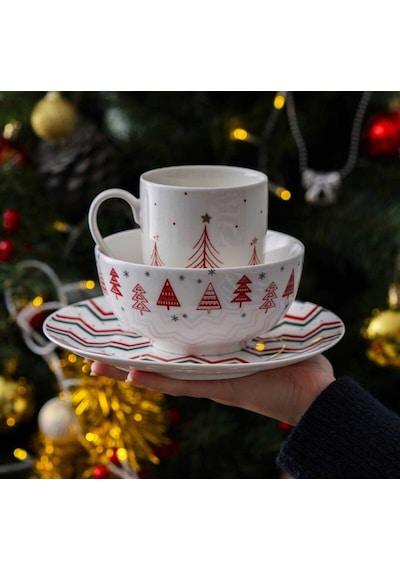 Santa 3 Parça Kase-kupa Seti-4597 Çok Renkli