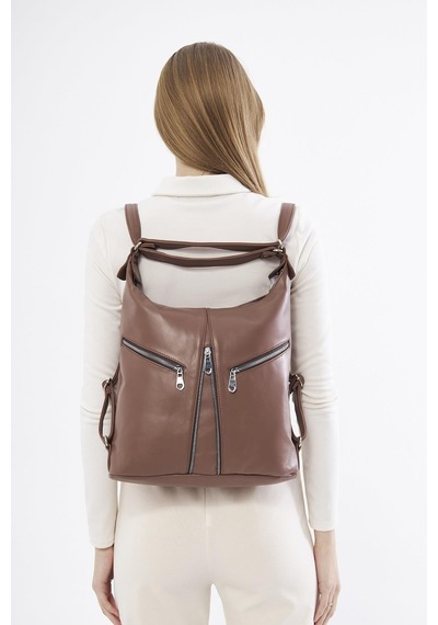 Derinss Leather Derinss Dkb501 Hakiki Deri Kadın Kahverengi Sırt Ve Omuz Çantası 001
