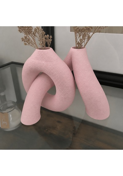 3d Baskı Interlocking Vazo - İç İçe Geçen Dekoratif Vazo-pembe Çok Renkli