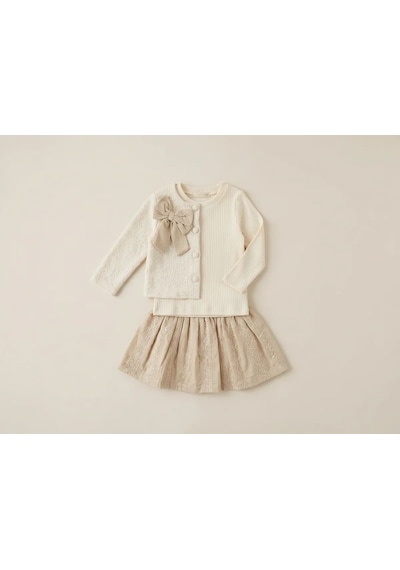 Baby Rose Kız Bebek Bayramlık Elbise Takımı Fiyonklu Hırkalı Krem Renk Özel Gün Kombini Krem Baby Rose Kız Bebek Bayramlık Elbise Takımı Fiyonklu Hırkalı Krem Renk Özel Gün Kombini Krem
