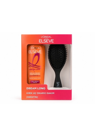 Elseve Dream Long Kırık Uç Onarıcı Bakım Şampuanı + Saç Fırçası Hediye Seti Tüm Saçlar