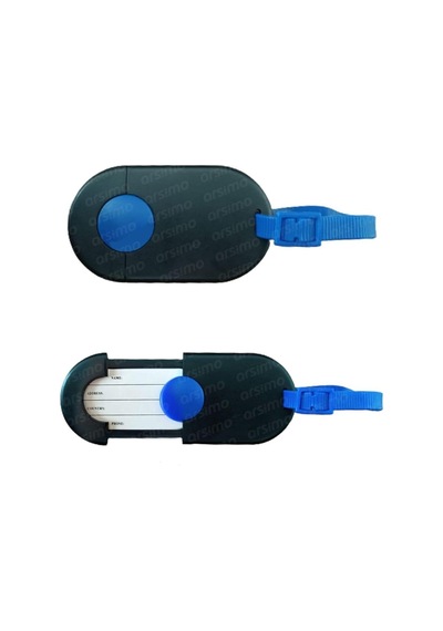 Çok Amaçlı İsimlikli Bavul Valiz Etiketi, 10 Cm X 5.5 Cm, Siyah-mavi 1