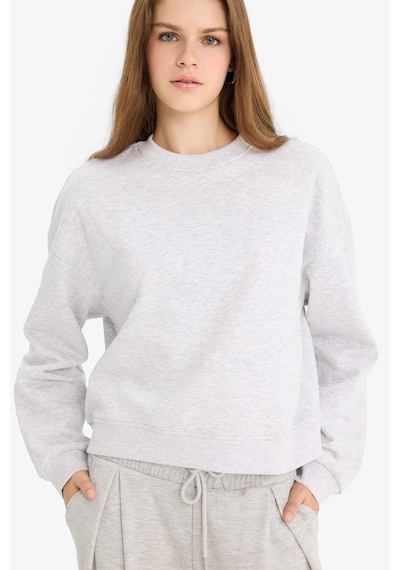 Defacto Regular Fit Bisiklet Yaka Kalın Basic Düz Sweatshirt D6645AX24WNGR256 Gri