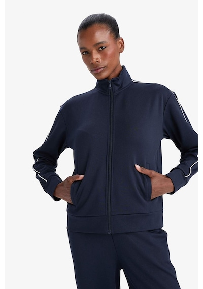 Defacto Defactofit Slim Fit Dar Kesim Dik Yaka İçi Yumuşak Tüylü Fermuarlı Hırka F3844ax25aunv253 Lacivert