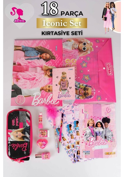 Dekomus İle Yeni Sezon Lisanslı Barbıe Kalem Çantası İle 13 Parça Full + Full Kırtasiye / Okul Seti Altın