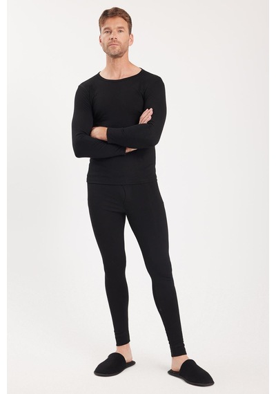 Tudors Erkek Slim Fit Dar Kesim Bisiklet Yaka Siyah Termal Alt Üst Takım-41730 SiYAH