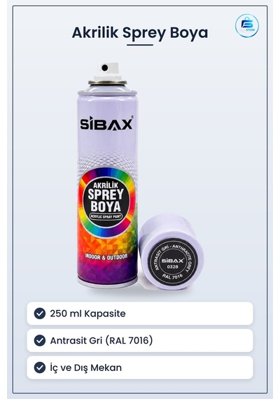 Antrasit Gri Akrilik Sprey Boya 250 Ml Ral İç Dış Mekan Ahşap Met Antrasit Gri ( Ral 7016 )