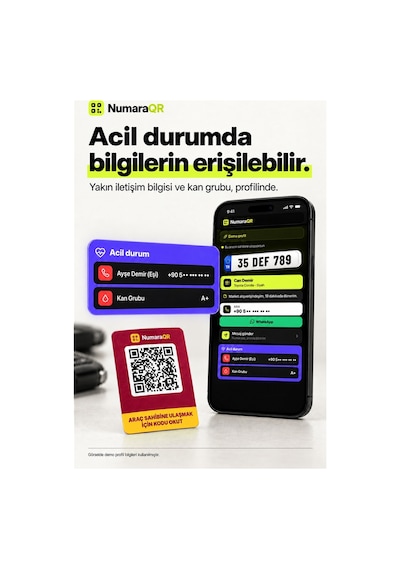 Qr Kodlu Numaratör Araç Ve Motosiklet İçin Qr Etiket Park Numaratörü 8,5x5,5 Cm Kırmızı Numaraqr