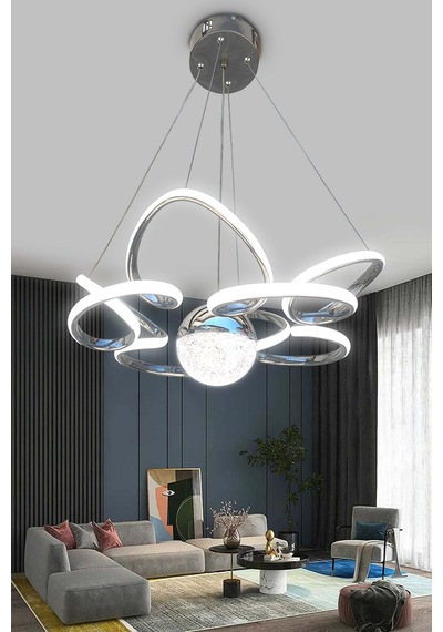 Kral Tacı Model Tek Toplu Led Avize - - Kumandasız / Krom Krom