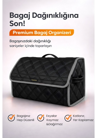 Bagaj Çantası Oto Bagaj Organizer Çift Kat Deri Su Geçirmez Kaymaz Katlanır Araç Düzenleyici - Dct4 Stiloto