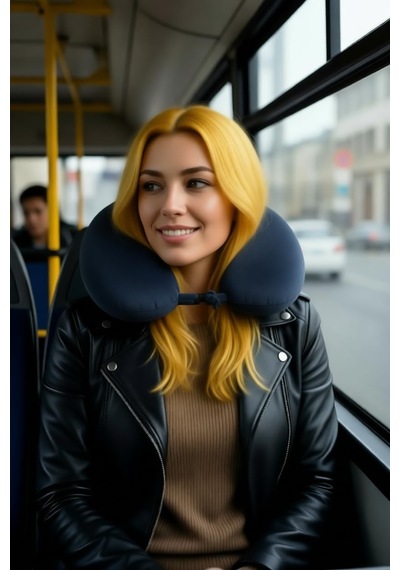 Seyahat Boyun Yastığı U Tip Klipsli Welsoft Kumaş Mat Siyah