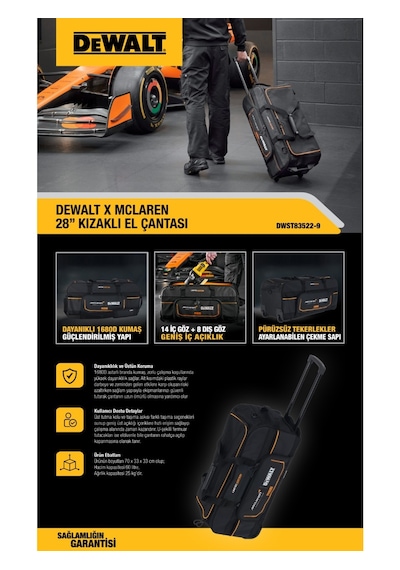 Dewalt Dwst83522-9 Dewalt Mclaren 28" Kızaklı El Çantası Siyah - Turuncu