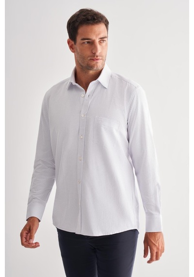 İmza Beyaz Sert Yaka Uzun Kol Cepli Comfort Fit Classic Gömlek 1004255164 Beyaz