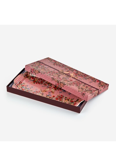 Kırmızı Porselen Tepsi 35x15,6x2,6 Cm