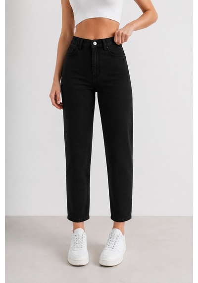 J&kstores Mom Fit Yüksek Bel Jean Pantolon Siyah