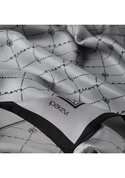İpekevi Twill İpek Eşarp - Monogram - Gümüş - Gümüş