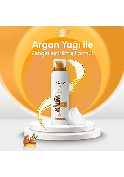Argan Yağı Duş Köpüğü,10 Kat Daha Yoğun Köpüğe Sahip Kremsi Formül, 200 Ml, Beyaz Açık Mavi