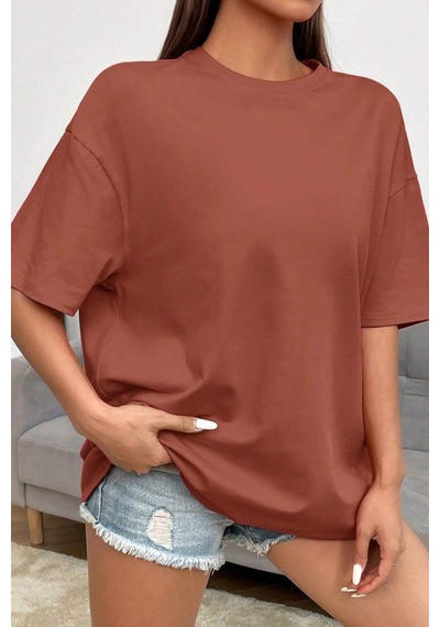 Unisex It's Okay Baskılı Tasarım Tshirt Kahverengi