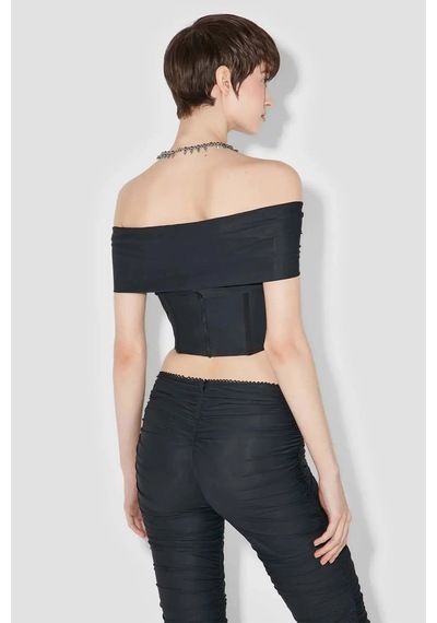 American Rag Cie Pandora Off Shoulder Korse Bluz - Şık Ve Rahat Tasarım, Renk Siyah