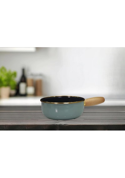 Soft Green Emaye Ahşap Kulplu Mini Tava 12v