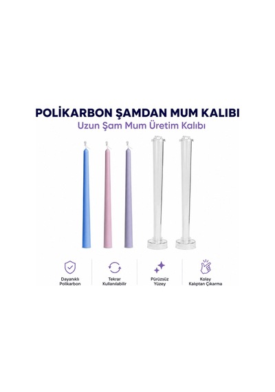 Uzun Şamdan Mum Yapım Kalıbı Gri