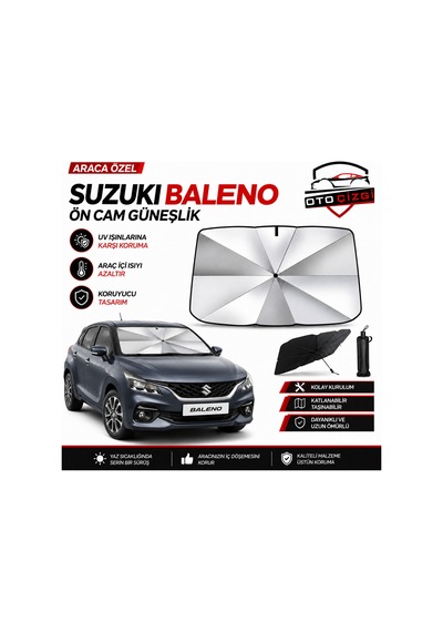 Suzuki Baleno Şemsiye Tip Ön Cam Güneşliği Katlanabilir Uv Korumalı Araç Cam Güneşlik