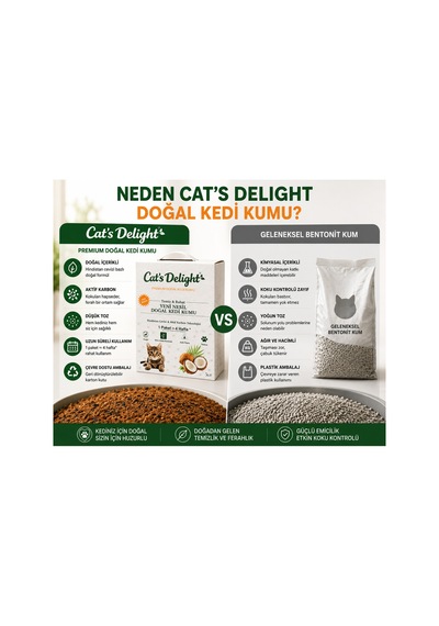 Hindistan Cevizi Kabuğu & Aktif Karbon Teknolojili Kedi Kumu 5 Litre