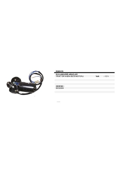 Silecek Motoru 12v Traktör Kabin Üniversal 50032308 Dodo Rsm870