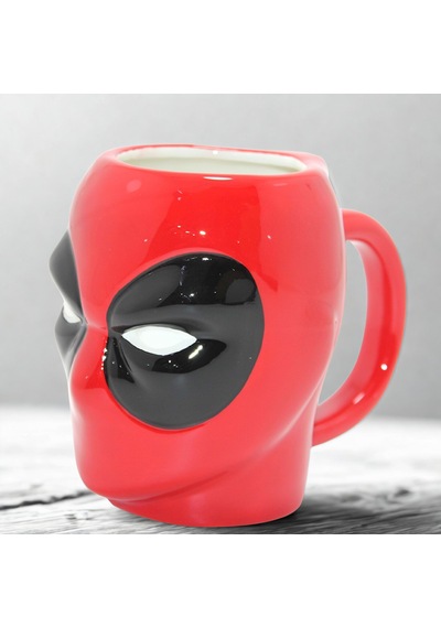 Deadpool 3d Kabartmalı Karakter Tasarımlı Seramik Kupa Bardak Kırmızı