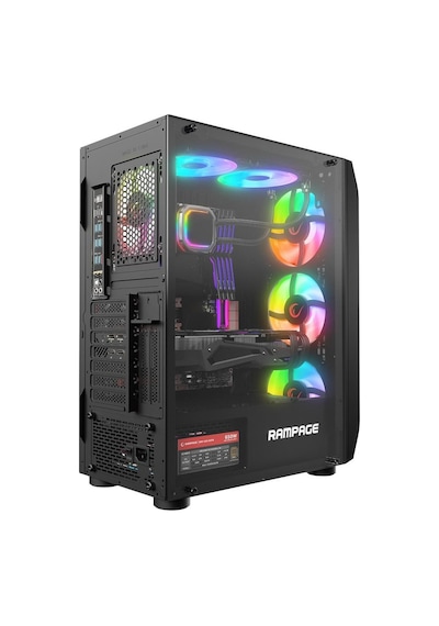 Rampage Hollow 650 W 80+ 4 x 12 CM ARGB Fan Temperli Camlı Mid Tower Oyuncu Kasası