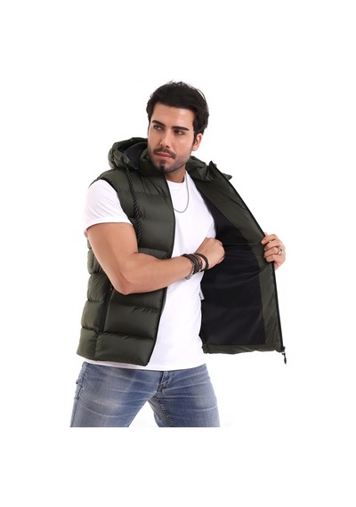Euromoda Everest Erkek Spor Günlük Silikon Dolgu Çıkartılabilen Fermuarlı Haki