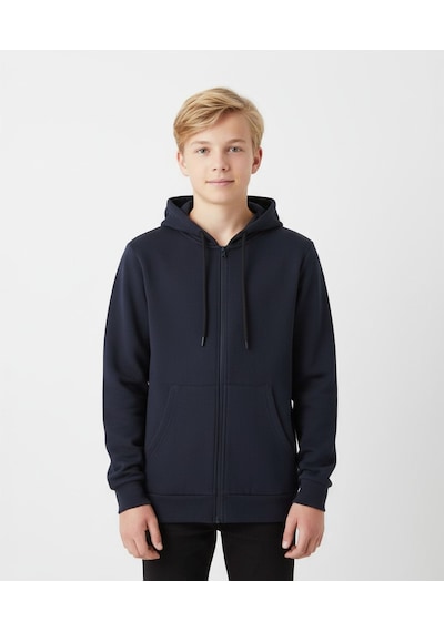 Fermuarlı Kapüşonlu Sweatshirt Lacivert
